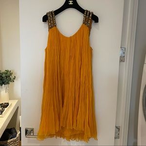 Marigold mini dress with embellished straps, one size